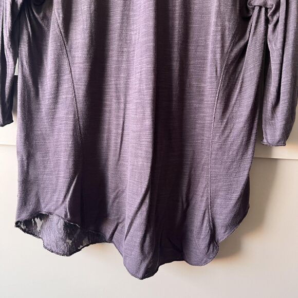 Anthropologie Tiny Blouse Women Medium Purple Black Velvet Burnout Silk Flaw - Picture 8 of 16